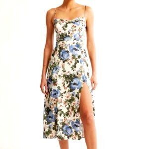 Abercrombie & Fitch Floral Midi Dress - Blue and White